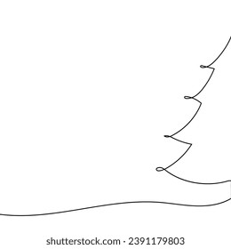 Árbol de Navidad Dibujo continuo de una línea con espacio de copia. Dibujo con un árbol de línea negra. Dibujo de estilo de línea continua Ilustración vectorial