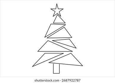 Weihnachtsbaum durchgehende einzeilige Kunstzeichnung einer einzeiligen Vektorgrafik