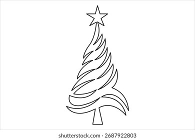 Weihnachtsbaum durchgehende einzeilige Kunstzeichnung einer einzeiligen Vektorgrafik