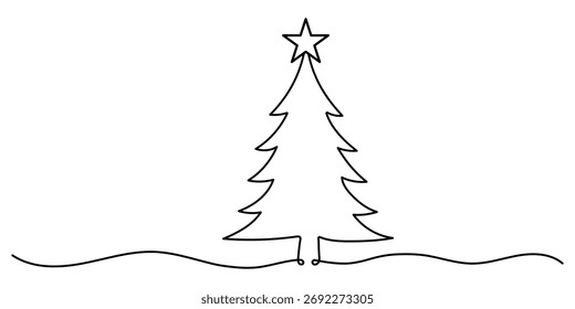 Árbol de Navidad. Dibujo continuo de una línea. Trazo editable