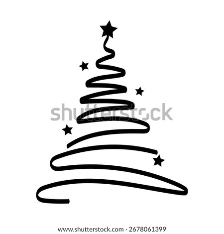 Christmas tree. Continuous one line drawing. Vector illustration Editable stroke