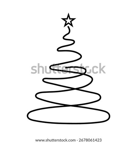 Christmas tree. Continuous one line drawing. Vector illustration Editable stroke