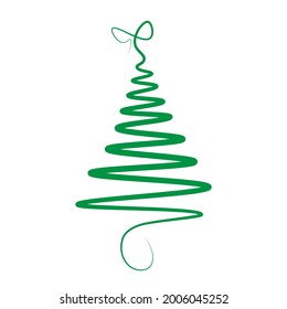 Christmas tree continuous outline doodle. Vector illustration