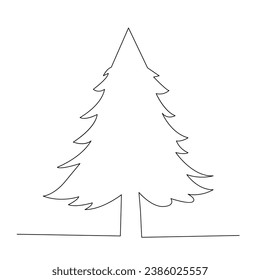 
Christmas tree continuous single line outline vector art illustration
