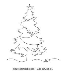 
Weihnachtsbaum, einzelne Linie, Vektorgrafik-Illustration
