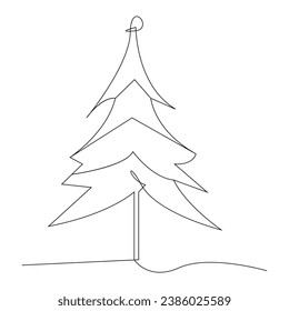 
Ilustración de pantalla vectorial de línea única continua en el árbol de Navidad
