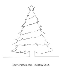 
Christmas tree continuous single line outline vector art illustration
