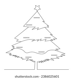 
Christmas tree continuous single line outline vector art illustration
