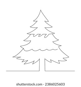 
Christmas tree continuous single line outline vector art illustration
