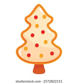 Christmas tree cookie decorated with colorful sugar glaze is waiting for christmas eve celebration