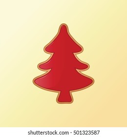 Christmas tree cookie for happy holidays in winter. Vector illustration