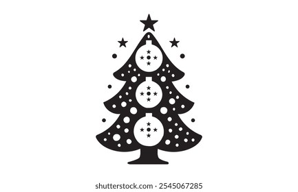Christmas tree cookie shape. Vector cookie cutter design. Christmas tree black illustration, icon. Die cut, laser cutting. Shape for cutting.