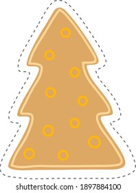 Christmas tree cookies hand drawn vector sticker.