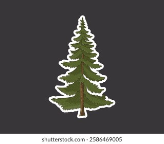 Christmas tree cookies. Merry Christmas and Happy New Year sticker. Flat vector illustration isolated on white background.