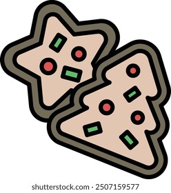 A Christmas tree cookies in a Christmas theme