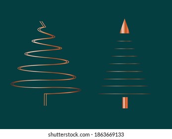 Christmas tree copper look on green background