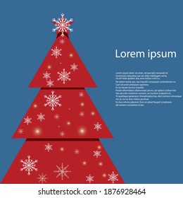 Christmas tree with copy space. Minimal Christmas abstract background. Christmas greeting card. Vector illustration.