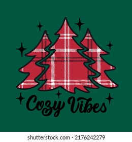 Christmas tree cosy vibes slogan graphic art illustration