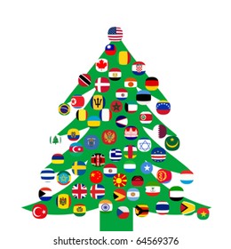 Christmas tree with country flags