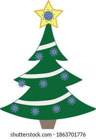 Christmas Tree with Covid Molecules