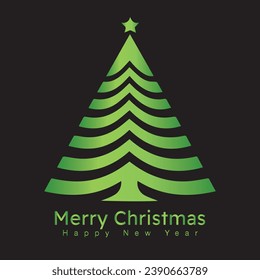 Logo creativo del árbol de Navidad, Feliz Navidad, Feliz Año Nuevo