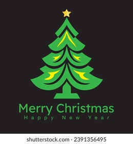 Christmas tree creative logo, Merry Christmas, Happy New Year