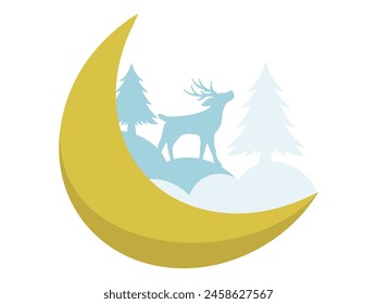 Christmas Tree Crescent moon Background