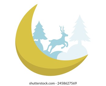 Fondo de luna creciente del árbol de Navidad