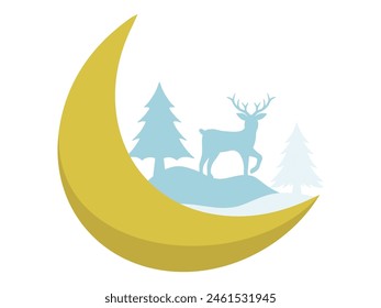 Christmas Tree Crescent moon Background