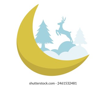 Christmas Tree Crescent moon Background