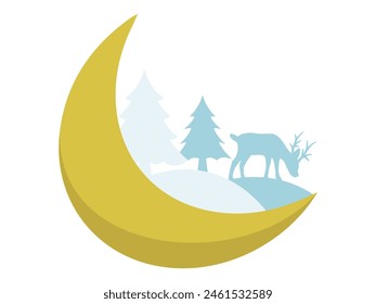 Fondo de luna creciente del árbol de Navidad