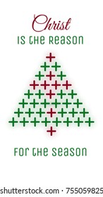 Christmas tree and cross concept card or smart phone wallpaper