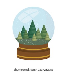 christmas tree in crystal ball isolated icon