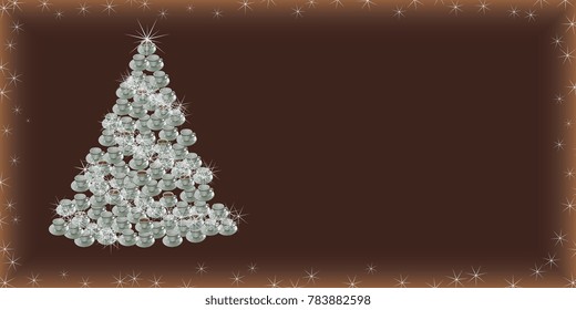 Christmas tree from cups on a brown background