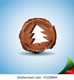 Christmas tree cut into rings of wood 2012