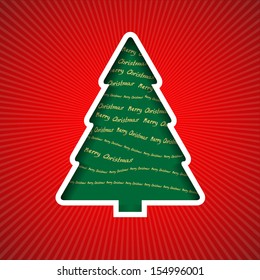Christmas tree cut out from paper with inscriptions Merry Christmas