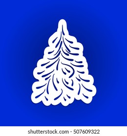 Christmas tree cut out of paper. Template for Christmas cards, invitations for Christmas party. Image suitable for laser cutting, plotter cutting or printing.