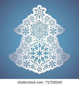 Christmas tree cut out of paper. Template for Christmas cards, invitations for Christmas party. Image suitable for die, laser cutting, plotter cutting or printing.