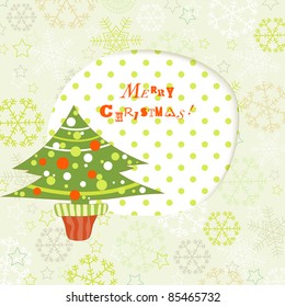 Christmas tree and cut out paper frame for text