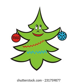 Christmas tree cute cartoon vector illustration