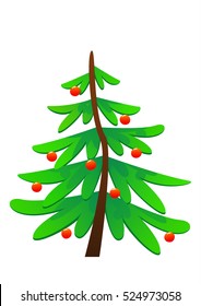 Christmas tree cute cartoon vector illustration isolated