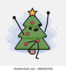 Christmas Tree Cute Icon Character Illustration