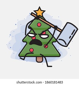 Christmas Tree Cute Icon Character Illustration