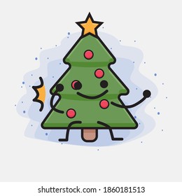 Christmas Tree Cute Icon Character Illustration