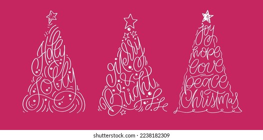 Christmas tree cute postcard. Merry Christmas and happy new year - cute postcard. Lettering label for poster, banner, web, sale, t-shirt design. New year holiday greeting card.