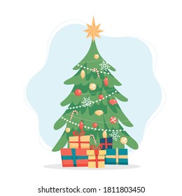 Christmas tree. Cute vector illustration in flat style