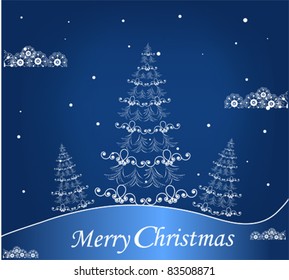 Christmas tree at the dark blue background