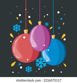 Christmas Tree December Decorations Balls Bright Colourful Vintage Snowflakes Dark Glow 
