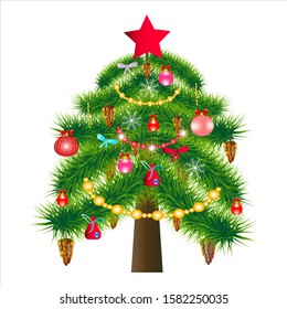 Christmas tree decor isolated on a white