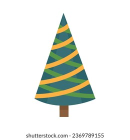 christmas tree with decor tape vector isolated